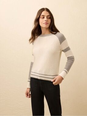 Faherty‎ Gray White Throwback Crewneck Size XS